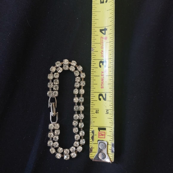 Vintage Silver And Rhinestone Double Strand Tennis! - Picture 4 of 4